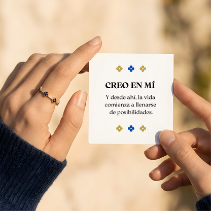 Anillo Trébol Zafiro